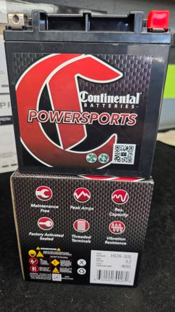 Continental HDX-30L Powersport Battery.  Harley Davidson Battery 30L