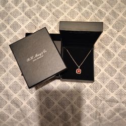 925 Necklace With Ruby Pendant 
