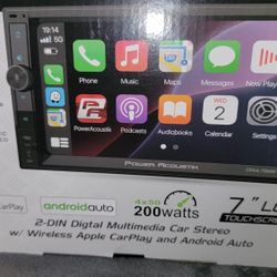Power Acoustik 2 Din Car Stereo Apple Car Play Android Auto Touchscreen 