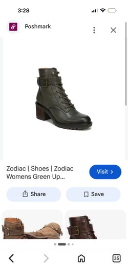 ZODIAC Womens Green Up Gemma Round Toe Block Heel Leather Combat Boots 7 M $20