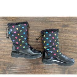 Size US 2 Totes Black Rainbow Hearts Rain Snow Boots Booties