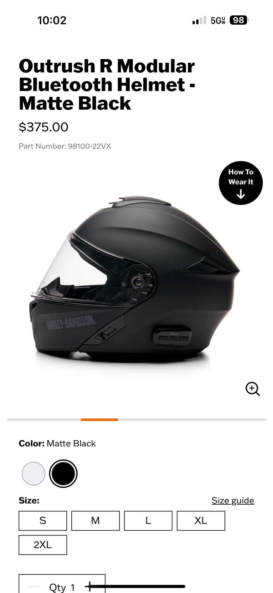 2024 Harley Outrush R Modular Bluetooth helmet Matte Black