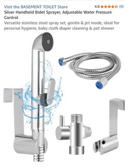 Silver Handheld Bidet Sprayer, Adjustable Water Pressure Control Versatile stainless steel spray set, gentle & jet mode, ideal for personal hygiene, b