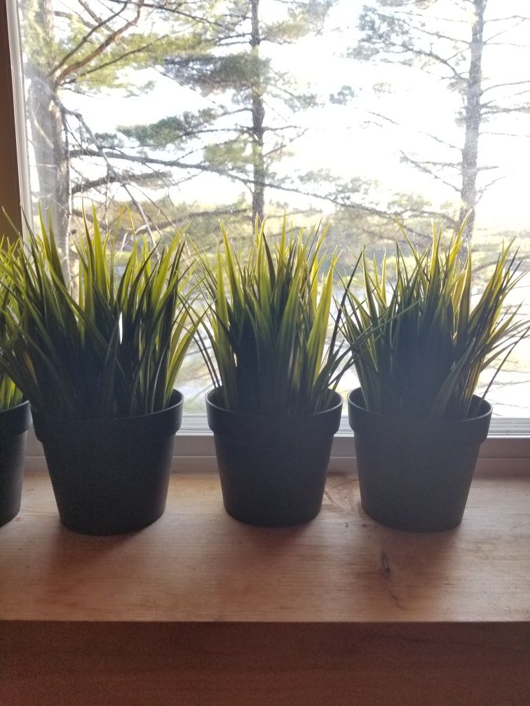 5 fake plants in pots