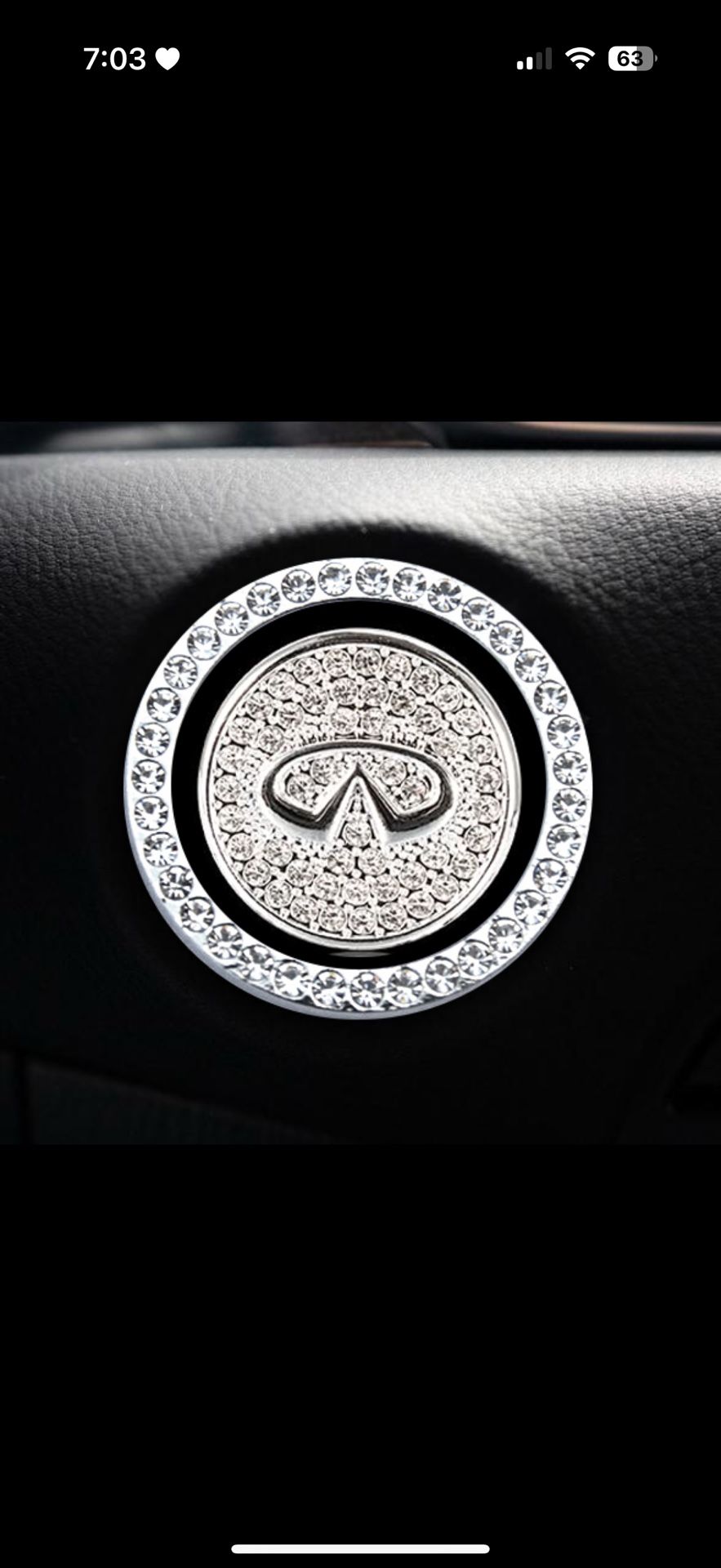 Infinity Car Start Button | Bling Car Décor | Crystal Rhinestone Car Bling Ring | Emblem Sticker