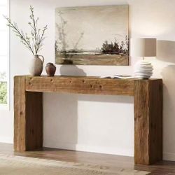 HL0226 new in box Solid Wood Console Table, 63-Inch Farmhouse Sofa Table Behind Couch for Entryway, Living Room, Foyer, Easy Assembly (Rustic Brown)