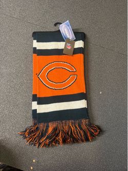 NFL Chicago Bears orange, navy blue, and white striped scarf with large orange 'C' logo #bear UNISEX