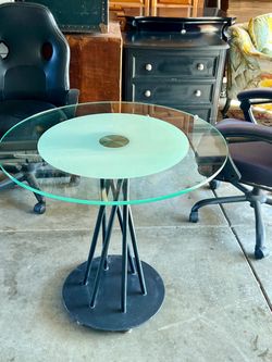 Vintage Postmodern BDI Glass Side Table by Al Glass - 1980s Memphis Style