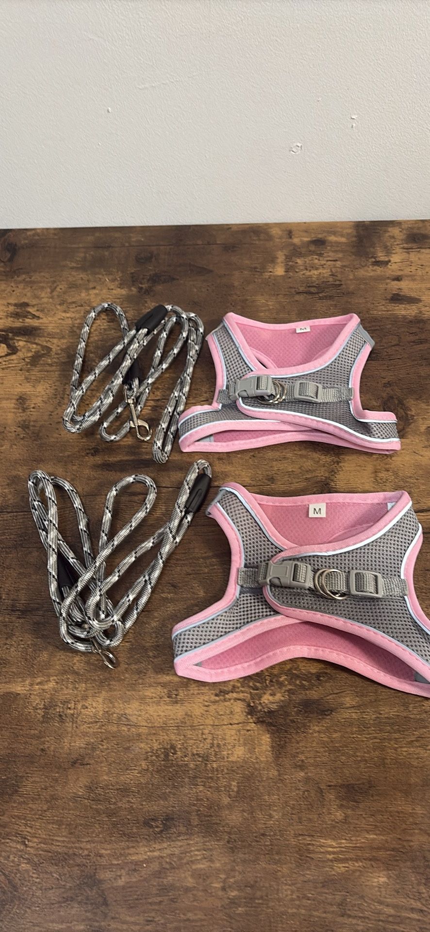Two Medium Velcro, Pet Harness And Leashes