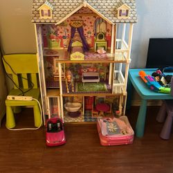 KidKraft My Dreamy Wooden Dollhouse with Lights, Elevator and Accessories,