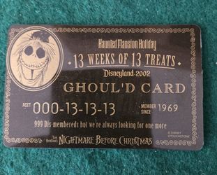 2002 Disneyland Resort Nightmare Before Christmas 13 Days Of Halloween "Ghould Card" Card