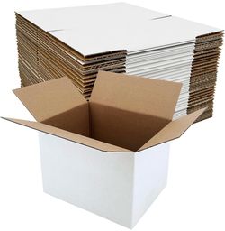40 Pack 8x6x6 Inches Small Shipping Boxes, White Corrugated Cardboard Box for Packaging Small Business, Mailing and Moving