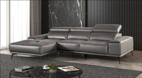 Brand New Grey Leather Modern Style Sectional Sofa