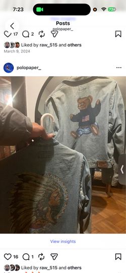 Polo Ralph Lauren sit down bear denim jacket L