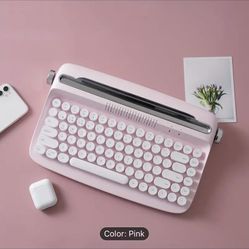 Pink Wireless Typewriter Keyboard 