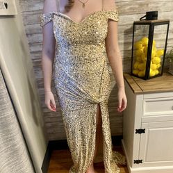 Gold Sequin Prom Dress