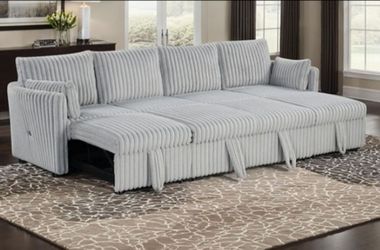 Brand New Grey Sectional Sofa Sleeper