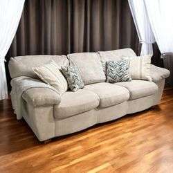 Cream White Microfiber 92" Modern Sofa from Mor Furniture