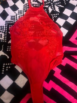 Sheer halter bodysuit