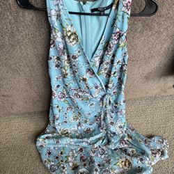 Guess Aqua Floral Wrap Dress