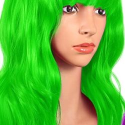 New Crowye 12" Lime Green Neon Colorful Party Wig