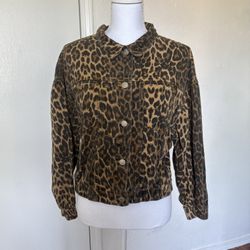 Elia Cher Women’s Vintage leopard Animal Print Blazer Jacket Size Medium 