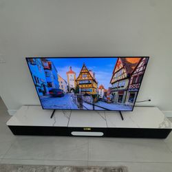Amoreta Modern TV Stand for Projector, Faux Marble Media Console with Drawers for Home Theater