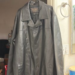 Arizona Jeans Brand Black Leather Trench Coat (3XL)