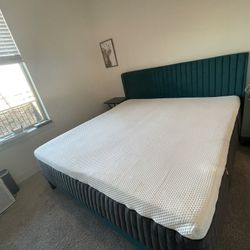 King Size Upholstered Bed Frame – Velvet Headboard