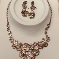 Necklace and earring set fashion jewelry wedding formal Christmas Gift Quinceañera Sweet 16 Quince 