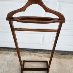 Antique Wooden Valet Stand With Tie Bar!