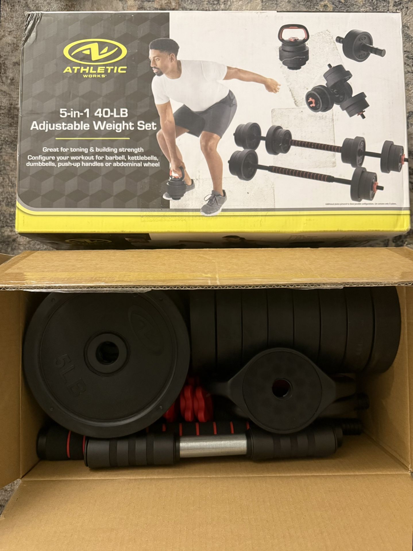 Athletic Works 40LB 5 in 1 Adjustable Dumbbell Set (Read Description)