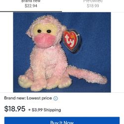 Pink Ty Beanie Babies Poet The Monkey 