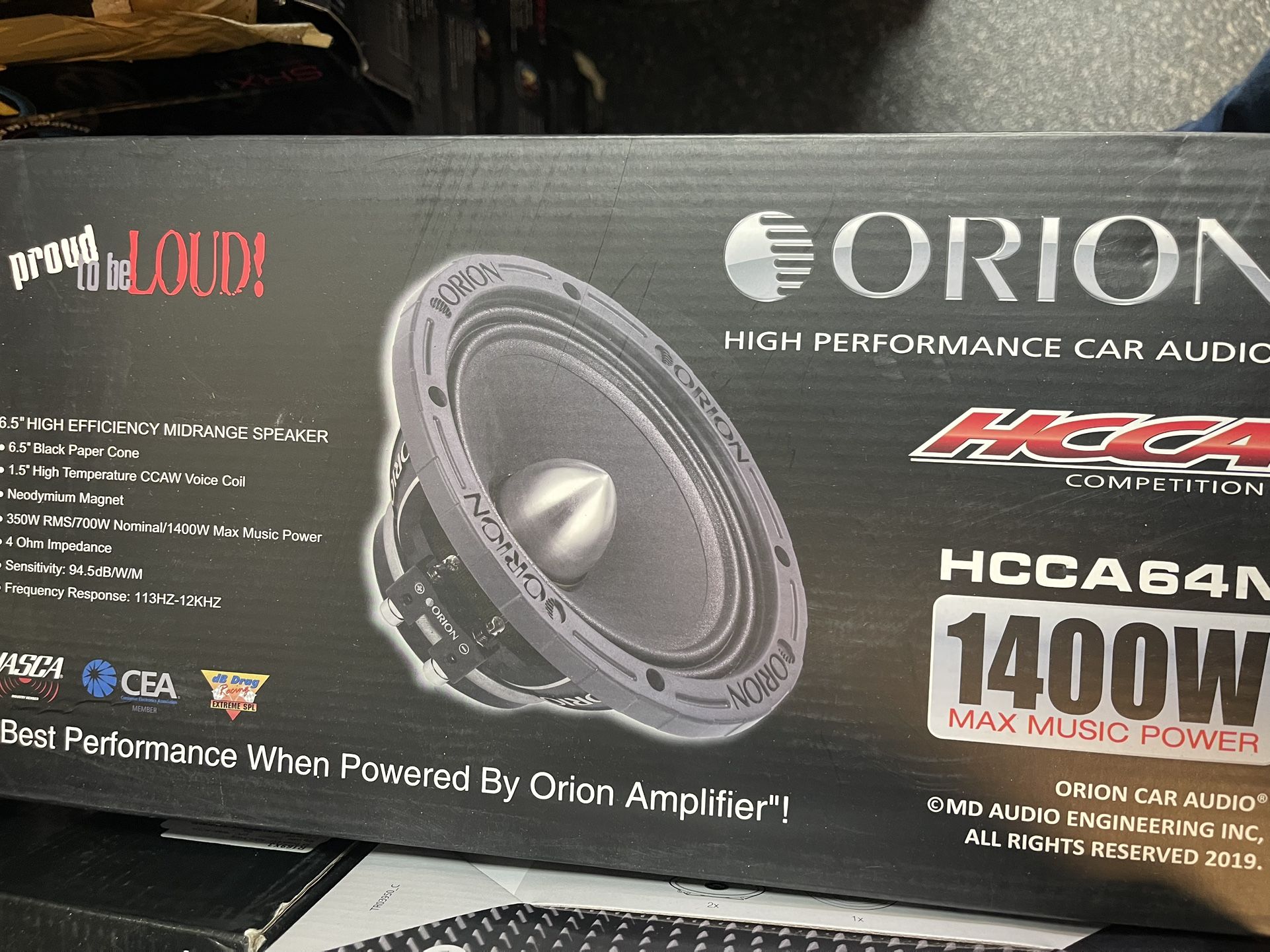 ORION HCCA654NHP HCCA Series 6.5” Ultra Efficient Neodymium Midrange Loudspeakers, 1800W Max Power, 450W RMS, 4 Ohm, 2” Voice Coil - High Output Pro C