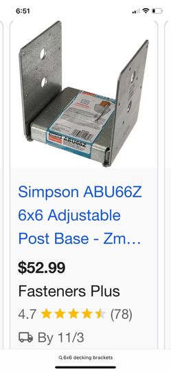 Simpson 6x6 Base Post 4  Pcs