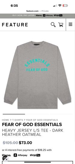 Essentials  Heavy jersey tee   Dark Heather oatmeal With Mint Lettering