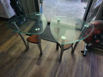 Glass Top Side Tables with Chrome Legs – Set of 2_$30