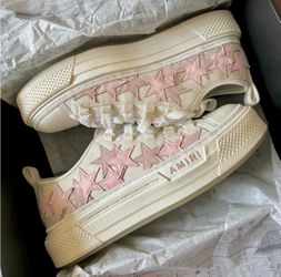 Amiri Stars Low-Top Sneakers Cream Pink