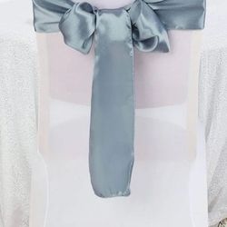 130 Dusty Blue Satin Chair Sash