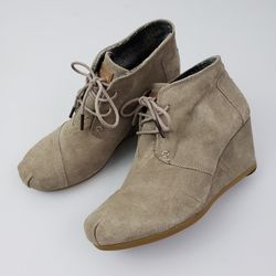 TOMS Suede Desert Lace- Up Wedges Size 8.5