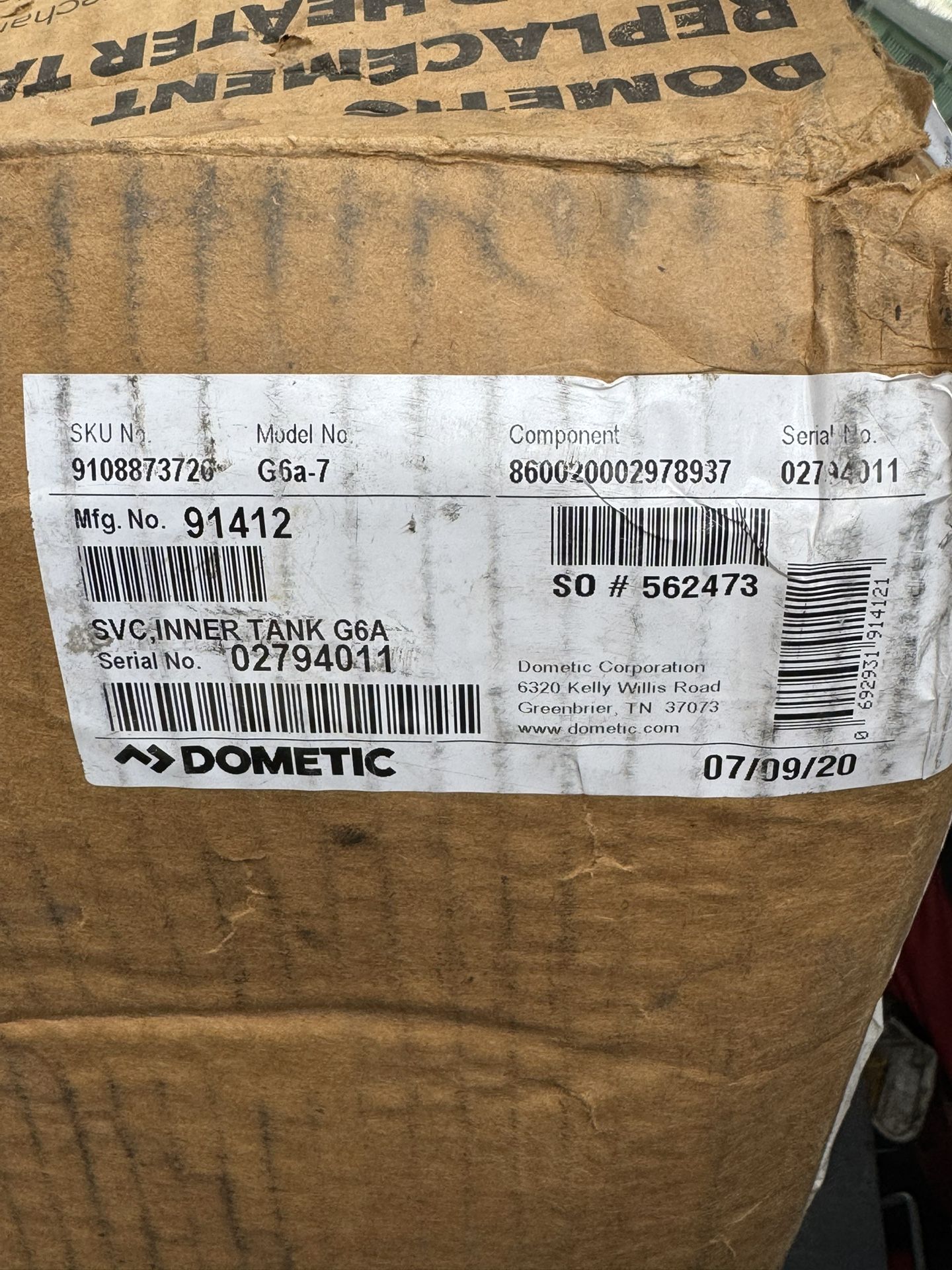 Dometic Water Heater Tank