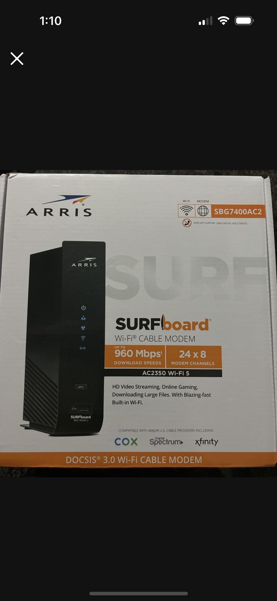 Brand New Arris Surfboard WiFi Cable Modem AC2350