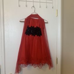 Red Tube Top Dress With Scarf