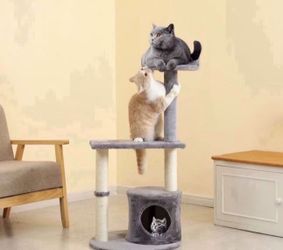 Cat Tree with Toy, Multi-Level Cat Tower Condo for Indoor Cats, Tall Cat Tree with Sisal-Covered Scratching Posts & Condo, Cat Furniture Activity Cent