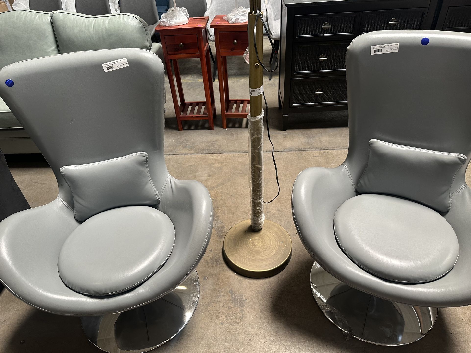 Flash Furniture Egg Series Gray Leather Chairs 