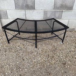 vintage wrought iron mesh top curved coffee table