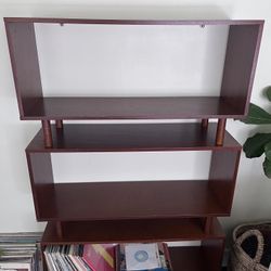 Mid Century Modern Style Bookshelf 5 Levels Walnut Brown 