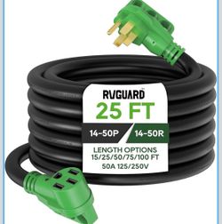 RVGUARD 50 Amp 25 Foot RV/EV Extension Cord, NEMA 14-50P/R