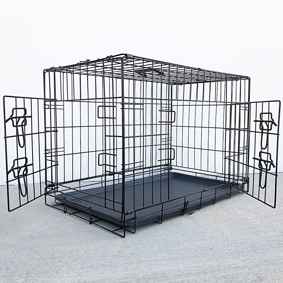 New in box $40 Folding 30” Dog Cage 2-Door Folding Pet Crate Kennel w/ Tray 30”x18”x20”
