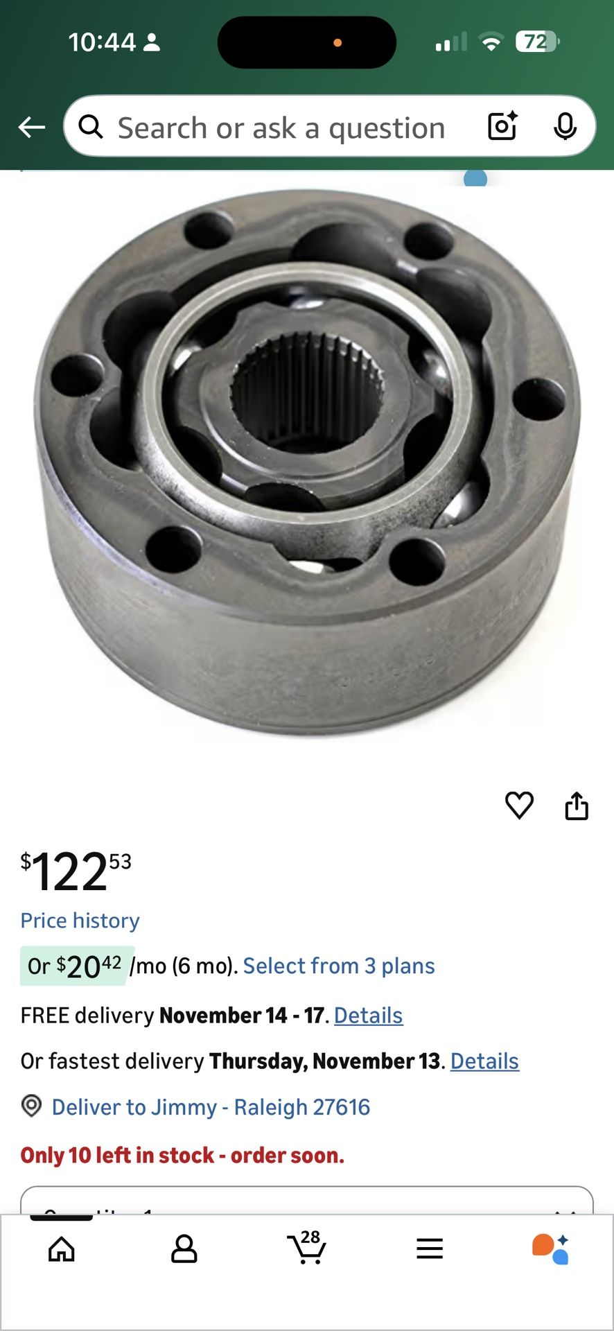 German LOBRO 930 CV JOINT, 28 Spline GKN #301174